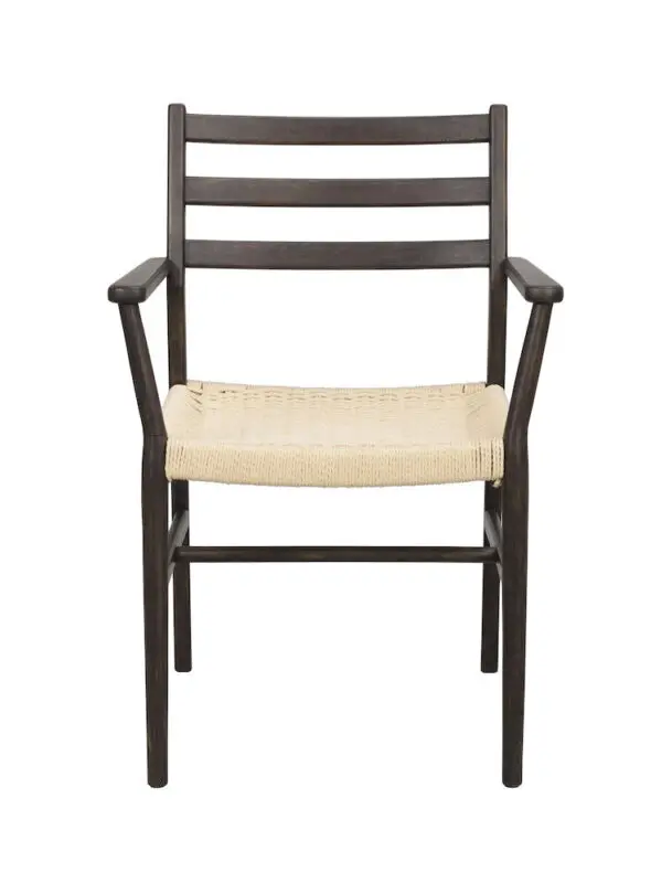 Rowico Harlan käsinojatuoli ruskea/ punottu istuin - Image 8