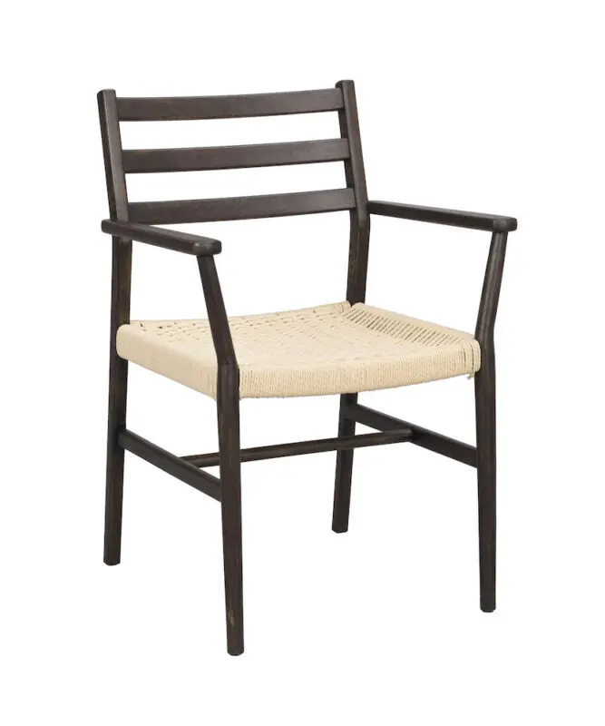 Rowico Harlan käsinojatuoli ruskea/ punottu istuin - Image 7