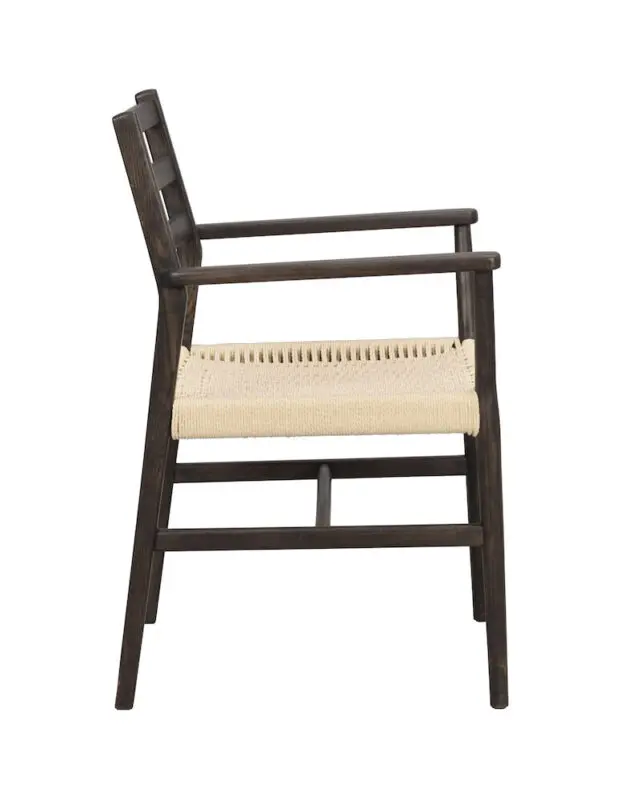 Rowico Harlan käsinojatuoli ruskea/ punottu istuin - Image 4