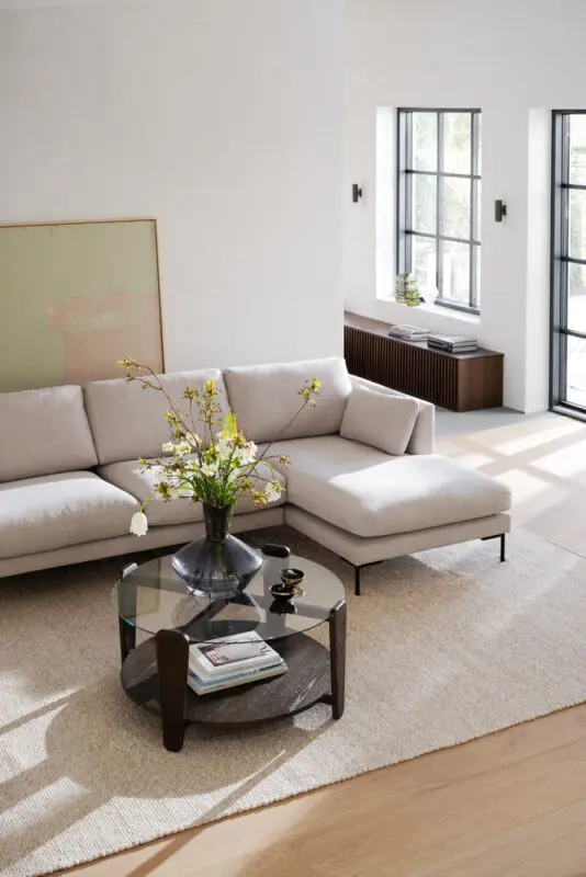 Rowico Arran sohvapöytä Ø93cm ruskea/lasikansi - Image 4