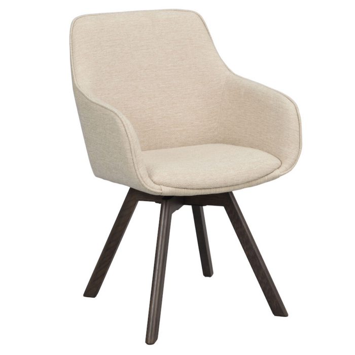 Rowico Alison käsinojallinen tuoli vaalea beige/ ruskea puujalka