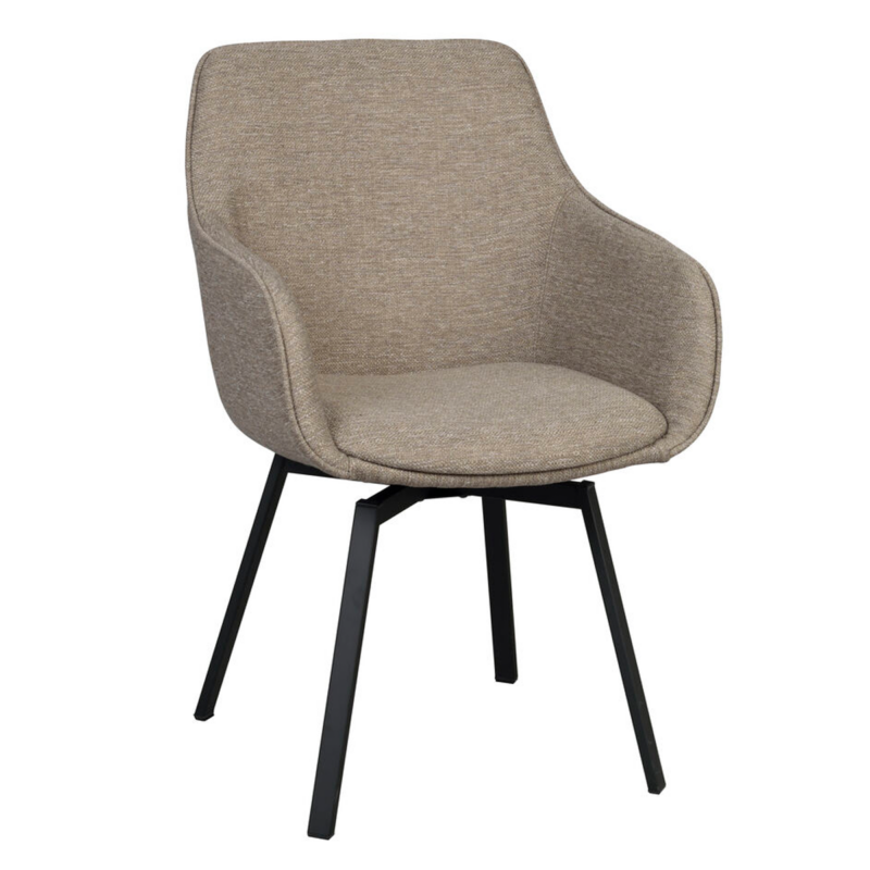 Rowico Alison käsinojallinen tuoli tummabeige/ mustat metallijalat