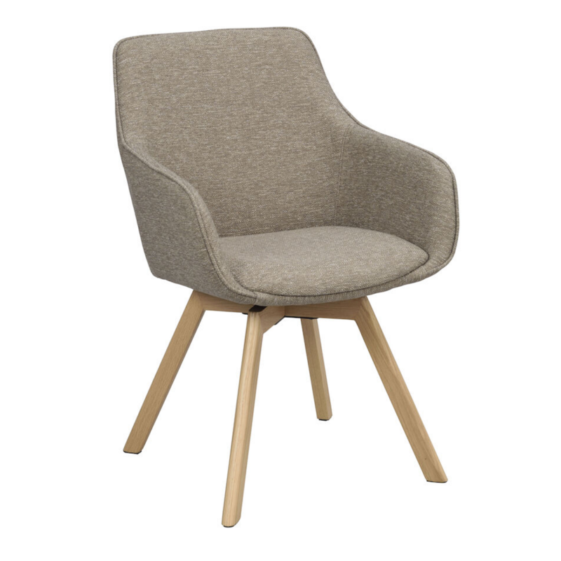 Rowico Alison käsinojallinen tuoli tummabeige kangas/ tammijalat