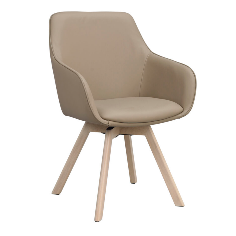 Rowico Alison käsinojallinen tuoli beigenahka, valkopestyt tammijalat