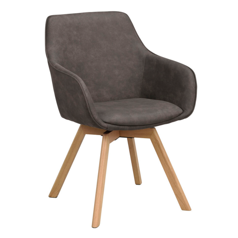 Rowico Alison ruokatuoli harmaa tekstiilinahka/ tammijalat