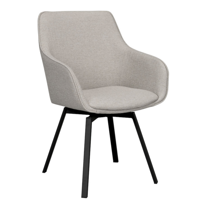 Rowico Alison käsinojallinen tuoli beige/ mustat metallijalat