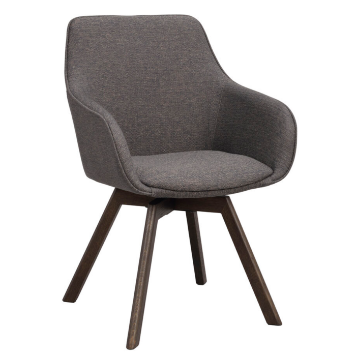 Rowico Alison käsinojallinen tuoli harmaa kangas/ ruskeat puujalat