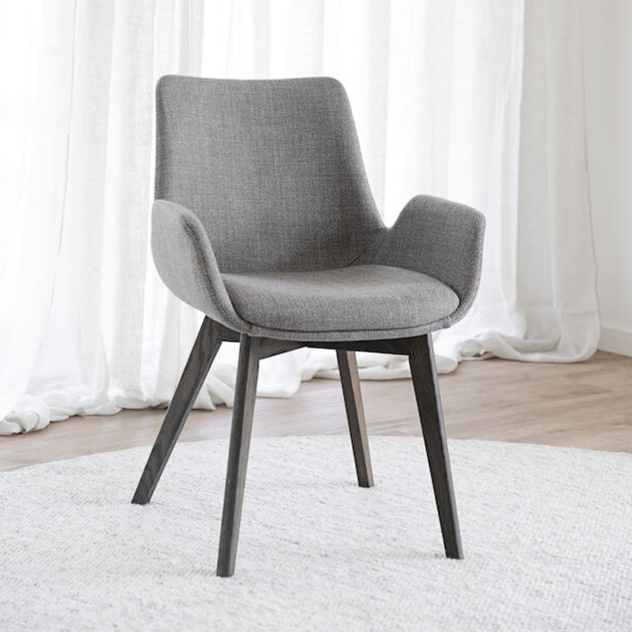 Rowico Drimsdale käsinojallinen ruokailutuoli, harmaa/ ruskea