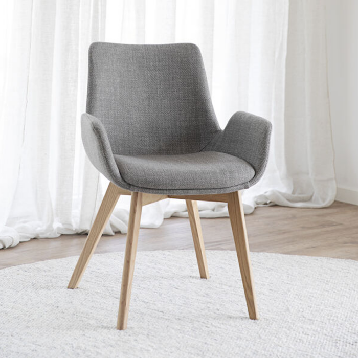 Rowico Drimsdale käsinojallinen ruokailutuoli, harmaa/ tammi