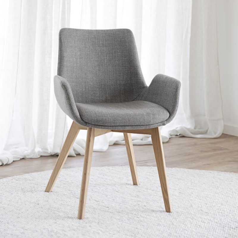 Rowico Drimsdale käsinojallinen ruokailutuoli, harmaa/ tammi