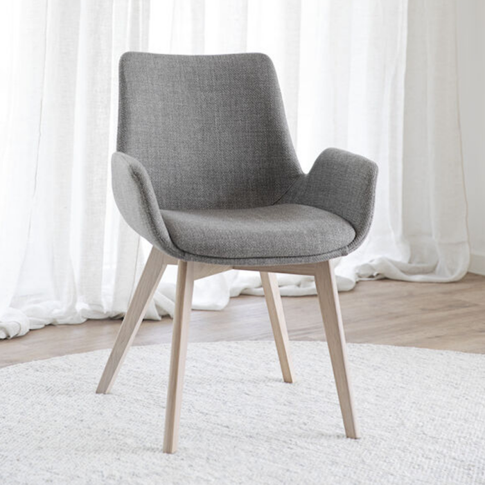 Rowico Drimsdale käsinojallinen ruokailutuoli, harmaa/ valkopestytammi