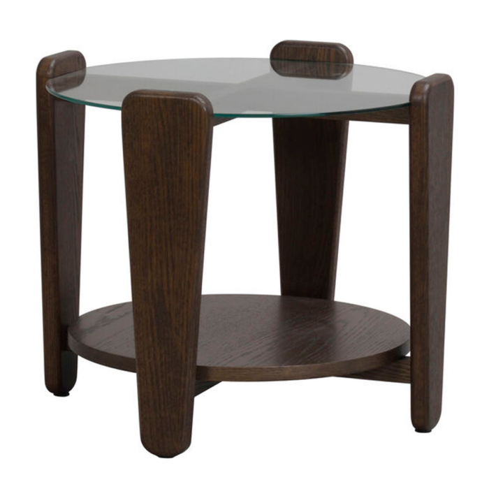 Rowico Arran sohvapöytä Ø52cm ruskea/lasikansi