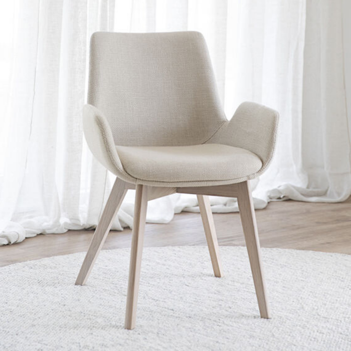 Rowico Drimsdale käsinojallinen ruokailutuoli, beige/ valkopesty tammi