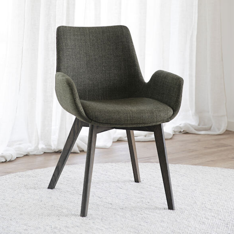 Rowico Drimsdale käsinojallinen ruokailutuoli, vihreä/ ruskea tammi