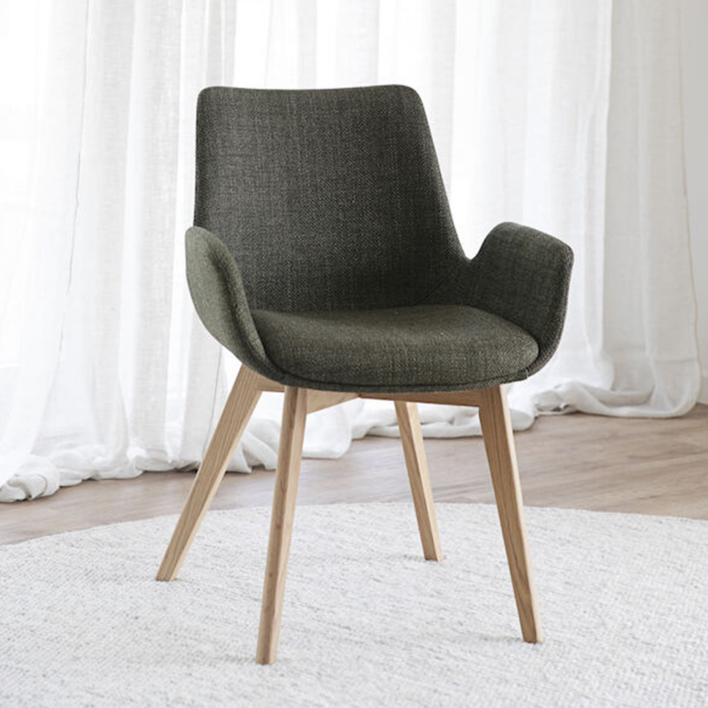 Rowico Drimsdale käsinojallinen ruokailutuoli, vihreä/ tammi