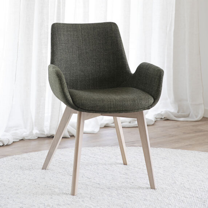 Rowico Drimsdale käsinojallinen ruokailutuoli, vihreä/ valkopesty tammi