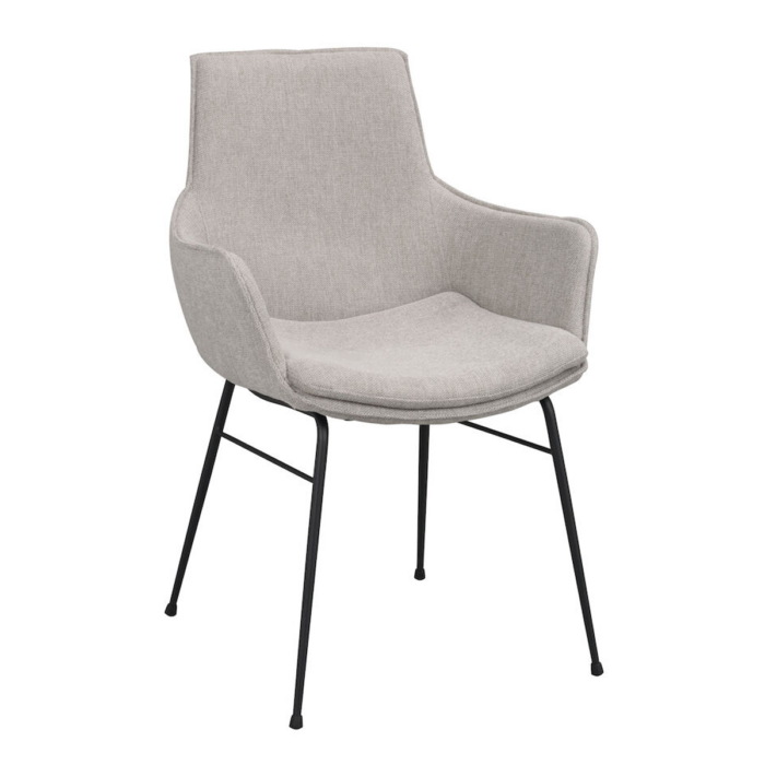 Rowico Lowell ruokailutuoli käsinojilla, harmaa kangas