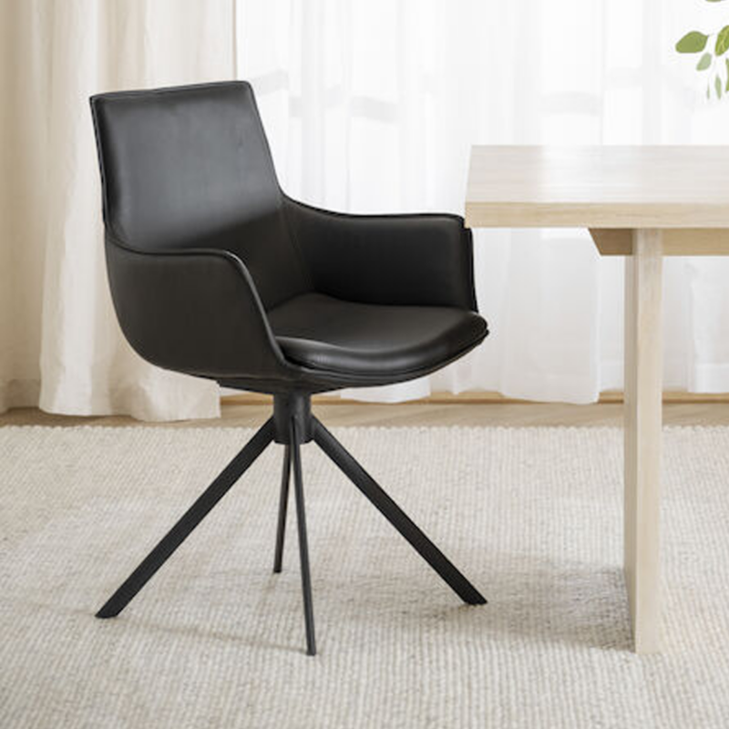 Rowico Lowell pyörivä käsinojatuoli, musta nahka