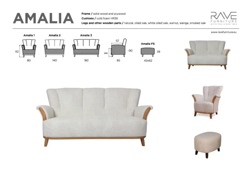 Amalia 3-istuttava sohva - Image 2