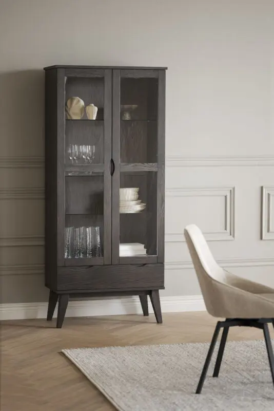 Rowico Filippa vitriinikaappi korkea, ruskea - Image 3