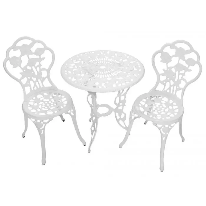 Puutarhakalustesetti Garda pöytä+2 tuolia valkoinen takorauta