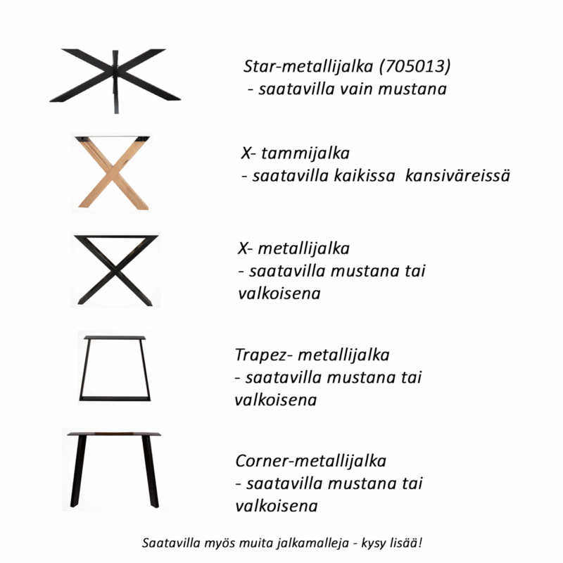 Curve lankkupöytä (tammi) 95x160cm, useita värejä ja jalkoja - Image 11