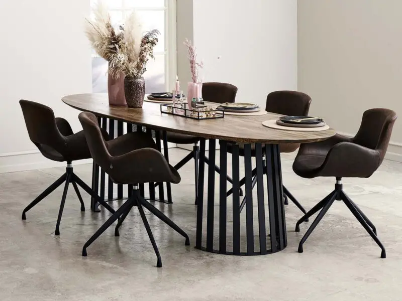 Luna ruokapöydän tuoli pyörivä, tummaruskea - Image 2