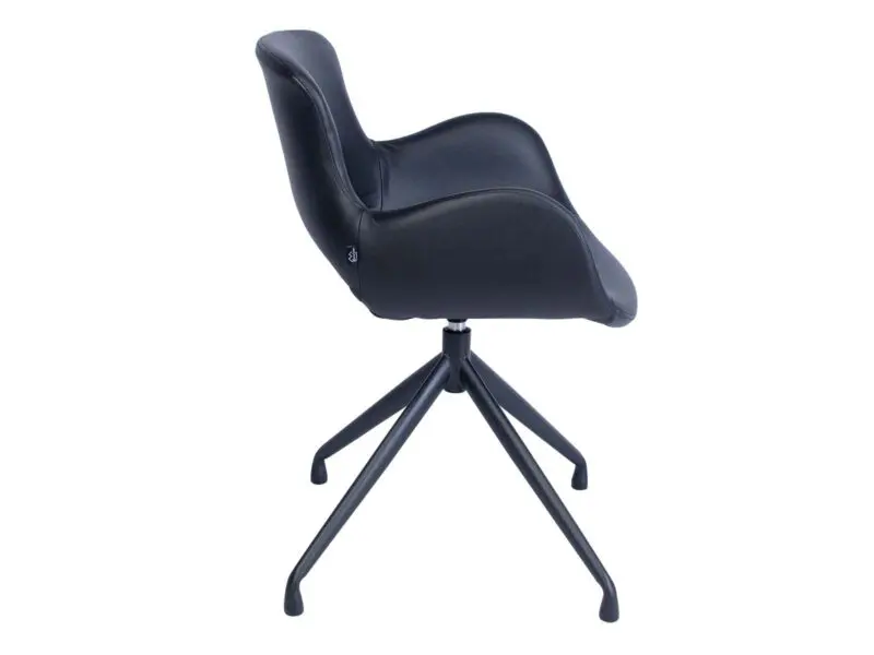 Luna ruokapöydän tuoli pyörivä, musta nahka - Image 4