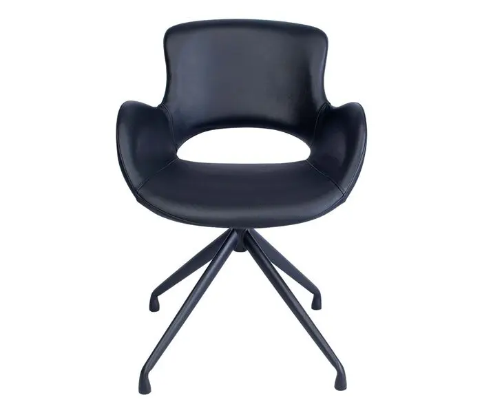 Luna ruokapöydän tuoli pyörivä, musta nahka