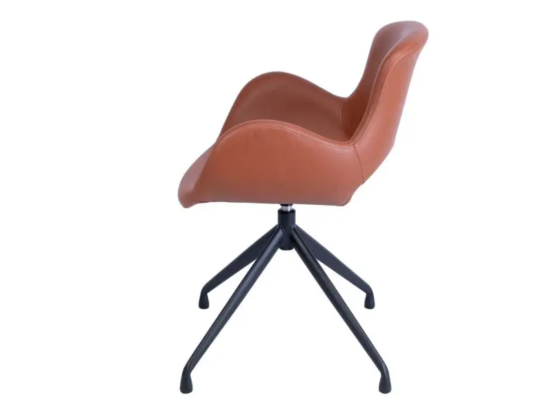 Luna ruokapöydän tuoli pyörivä, konjakki nahka - Image 6