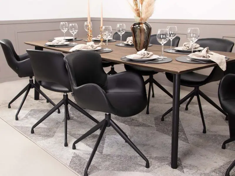 Luna ruokapöydän tuoli pyörivä, musta nahka - Image 6