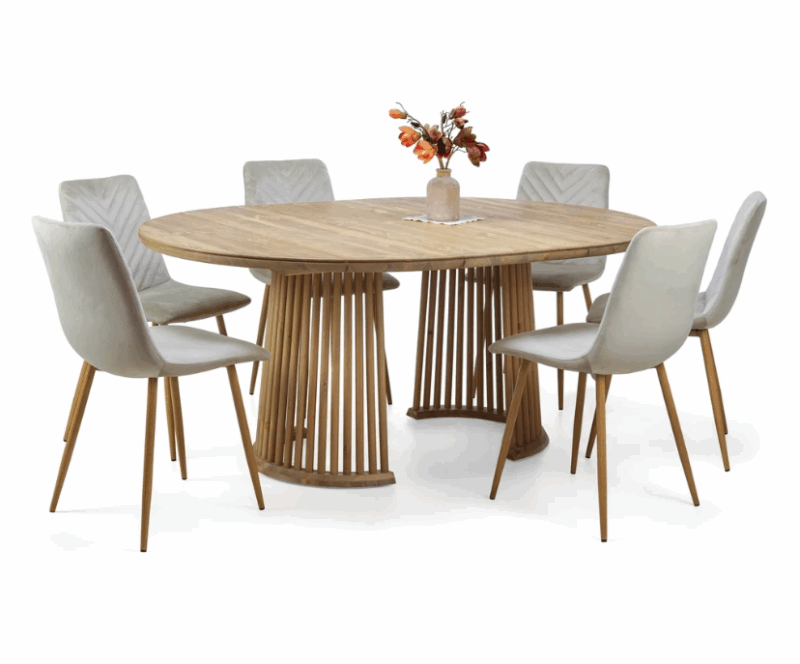 Elina pyöreä ruokapöytä 130cm, antiikinruskea - Image 5