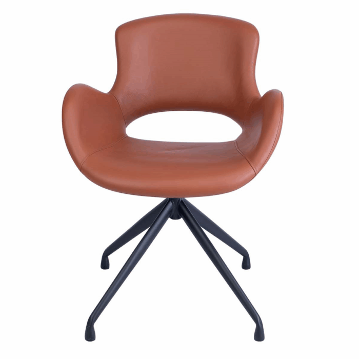 Luna ruokapöydän tuoli pyörivä, konjakki nahka