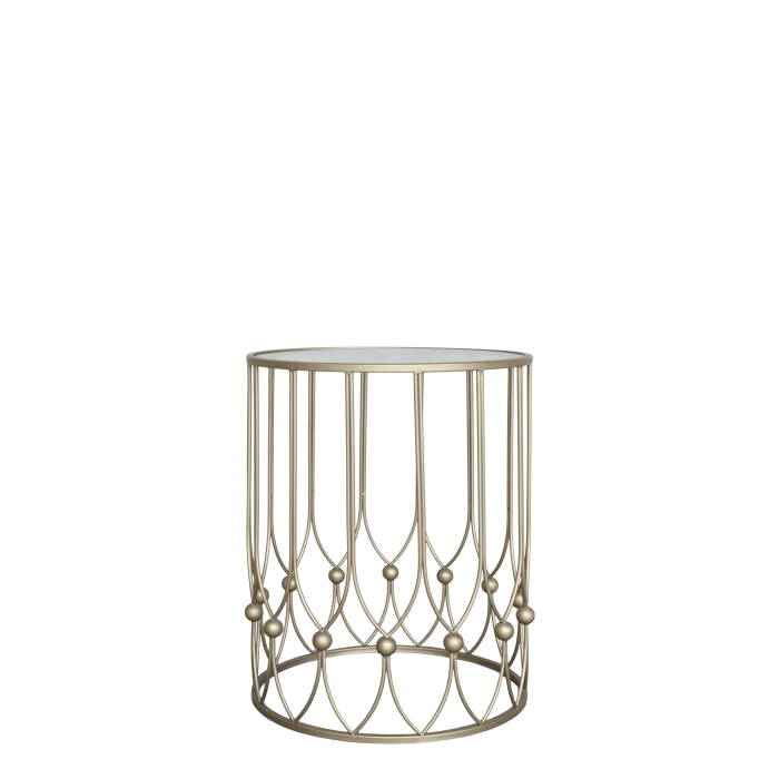 Sivupöytä lasikannella, 51x40 cm brass