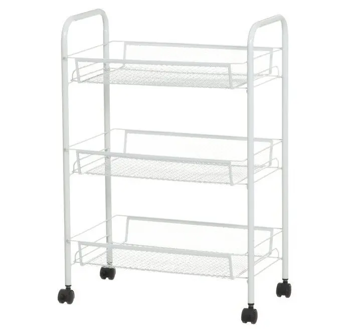 Korivaunu Mesh pyörillä 44x27x62,5 cm valkoinen