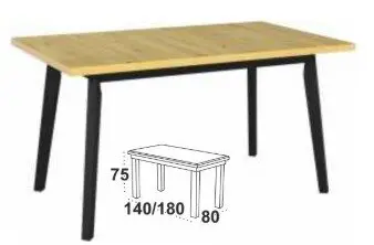 Routa jatkettava ruokapöytä 80x140/180
