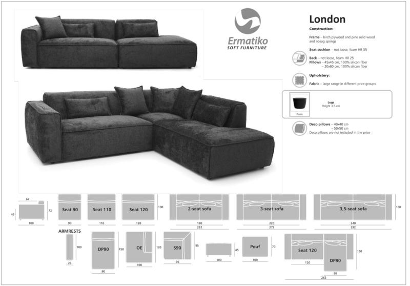 London moduulisohva, eri kokonaisuuksia - Image 3