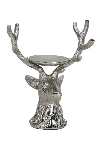 Kynttiläteline poronpää yhdelle kynttilälle 16x11x21 hopea
