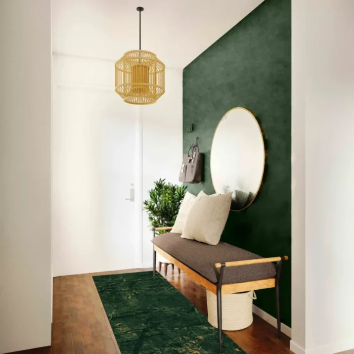 Käytävämatto marmorikuvioitu vihreä