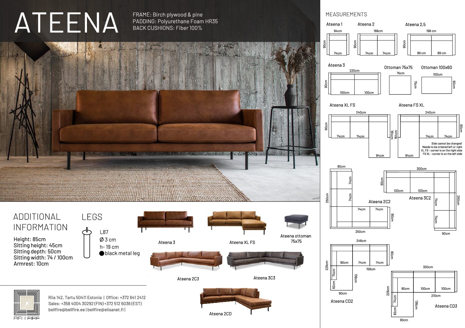 Sohva Ateena 3-ist Kentucky musta - Image 2