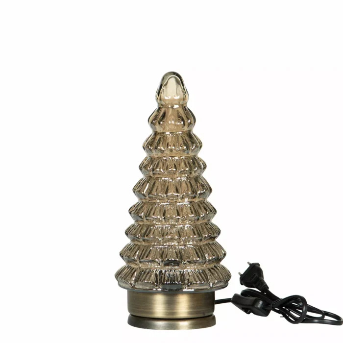 Pöytävalaisin kuusi lasi/antiikkimessinki 14x31 cm