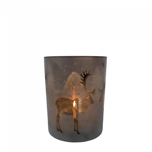 Tuikkulyhty reindeer bronze small 8 cm