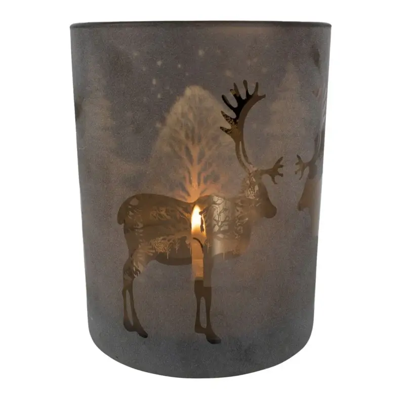 Tuikkulyhty reindeer bronze medium 18 cm