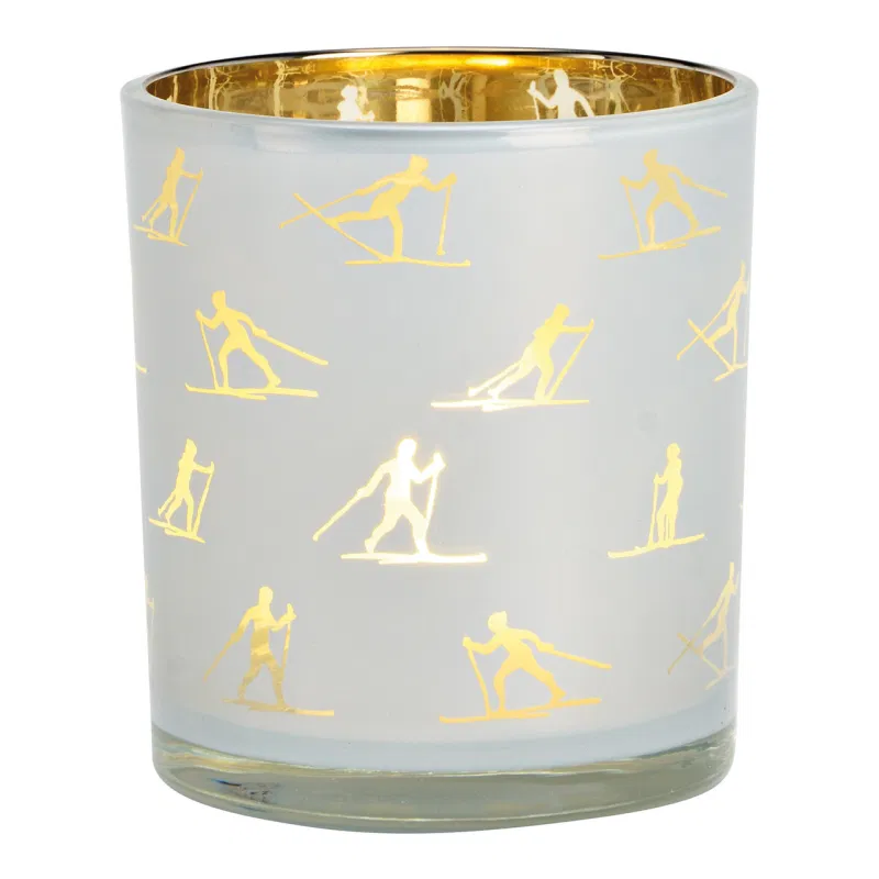 Tuikkukippo hiihtäjät valkoinen 9x10x9cm