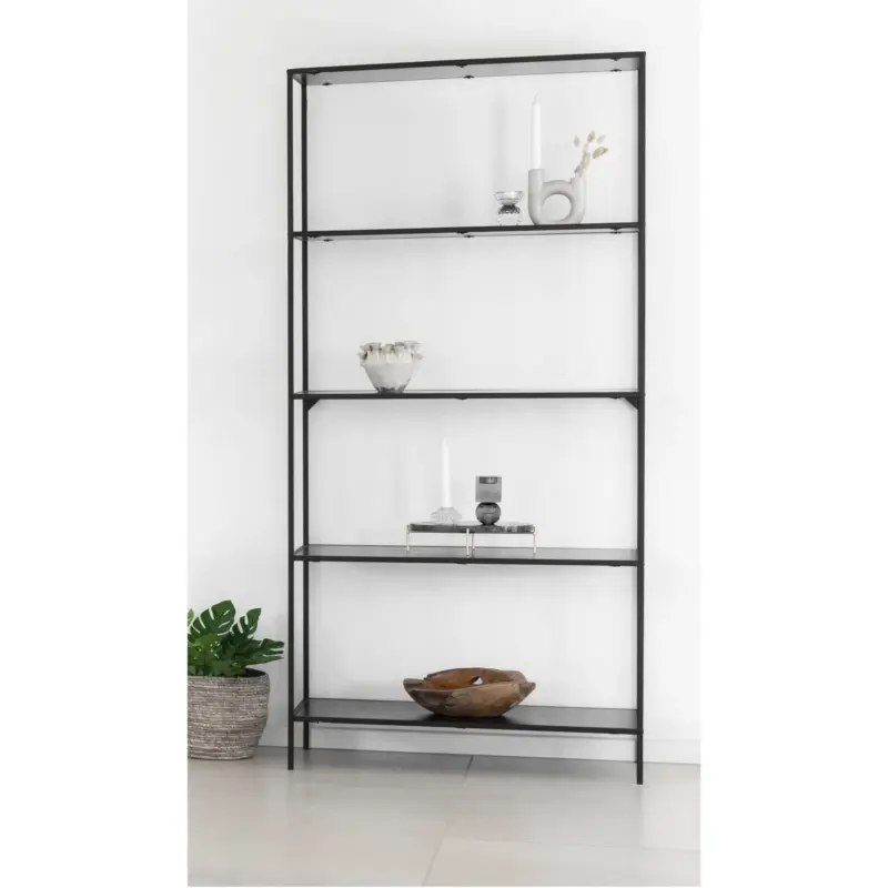 Vita hylly 5 hyllyä, tammi/musta - Image 3