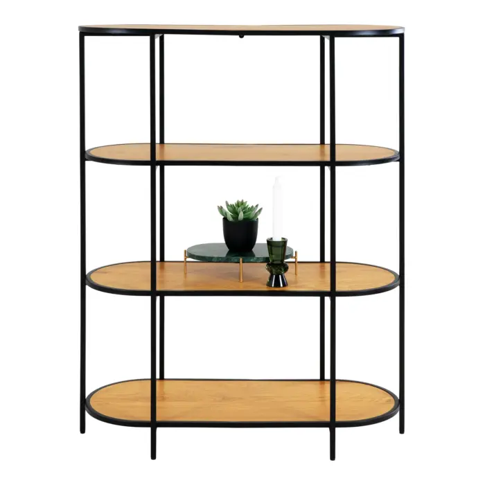 Vita hylly ovaali 4 hyllyä tammi/musta