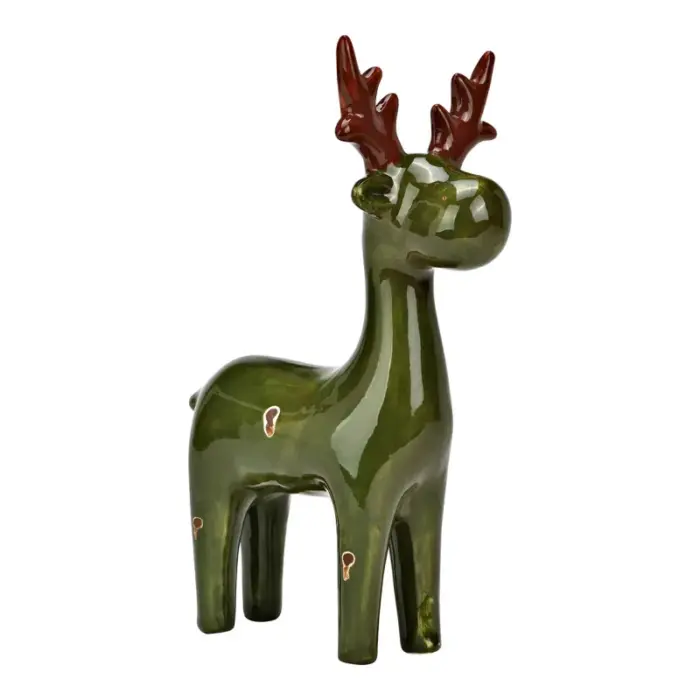 Hirvi keraaminen vihreä 14x23x9cm